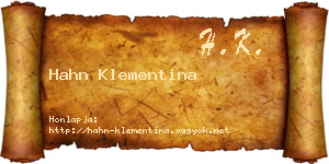 Hahn Klementina névjegykártya